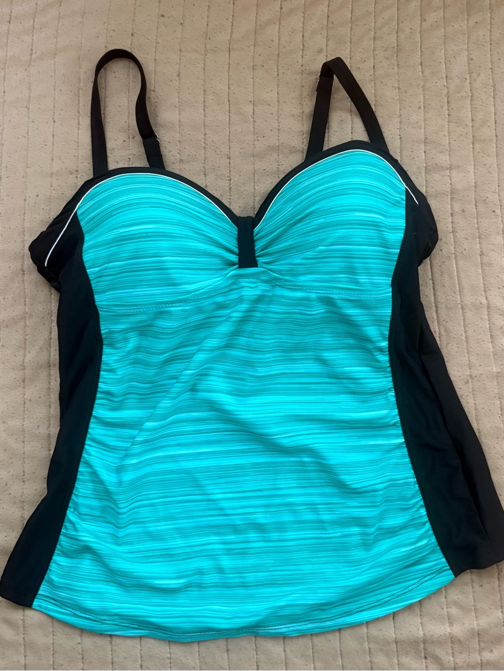 Women's Teal and Black Tankini Swim Top - Supportive Fit